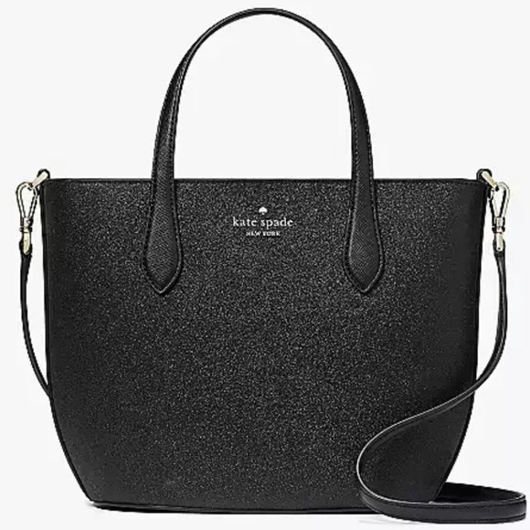 NWT Kate Spade NWT $329 Glitter Glimmer Satchel Black KE460 Handbag Purs… - Picture 1 of 9